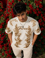 Force Printed Men Round Neck Beige T-Shirt