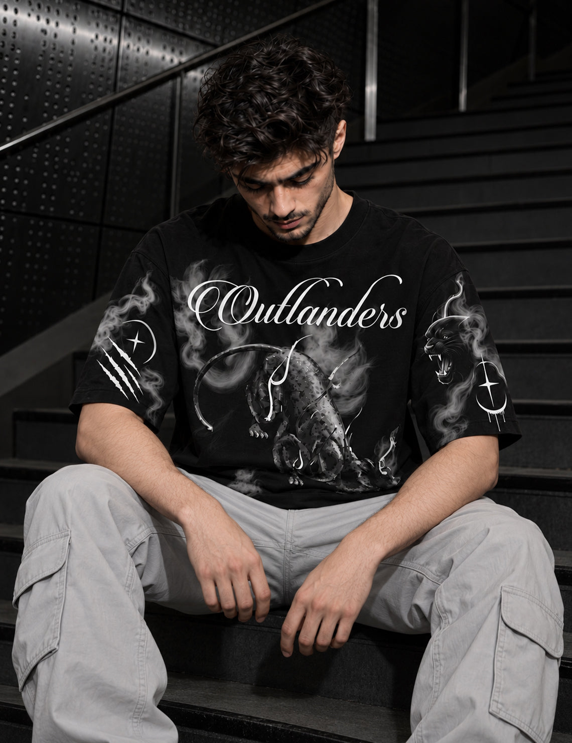 Phantom Prowl – Black Panther Graphic Half-Sleeve T-Shirt