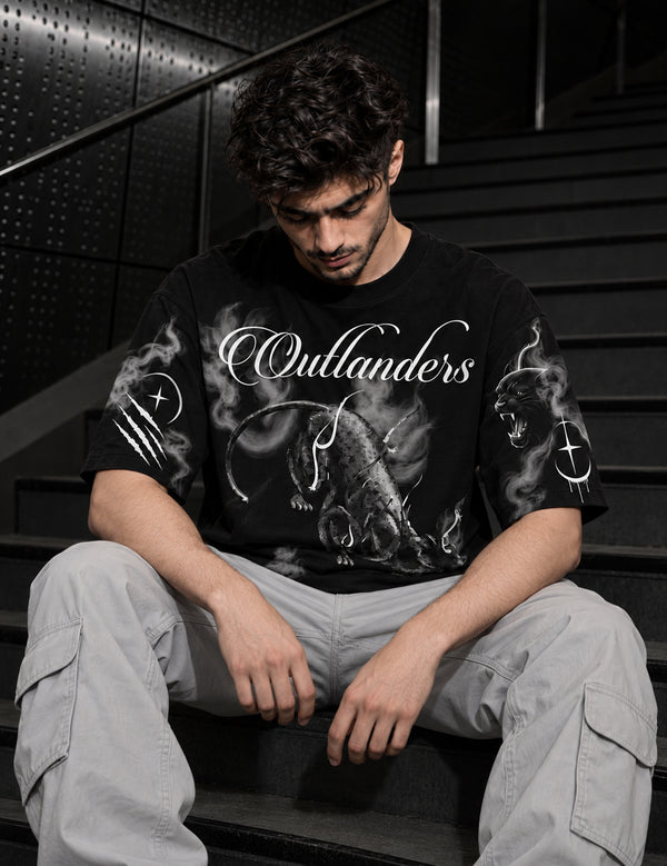 Phantom Prowl – Black Panther Graphic Half-Sleeve T-Shirt