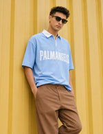 Force Printed Men Polo Neck Light Blue T-Shirt