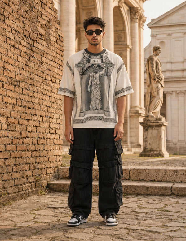 Force Printed Men Round Neck Beige T-Shirt