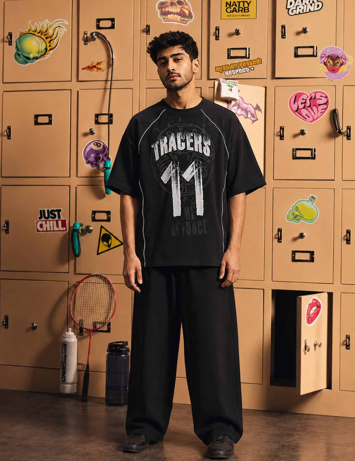 Force Printed Men Round Neck Black T-Shirt