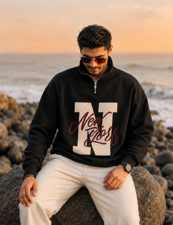 Force Printed Men Black Sweatshirt