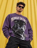 Midnight Instinct Panther Graphic Full-Sleeve T-Shirt – Purple