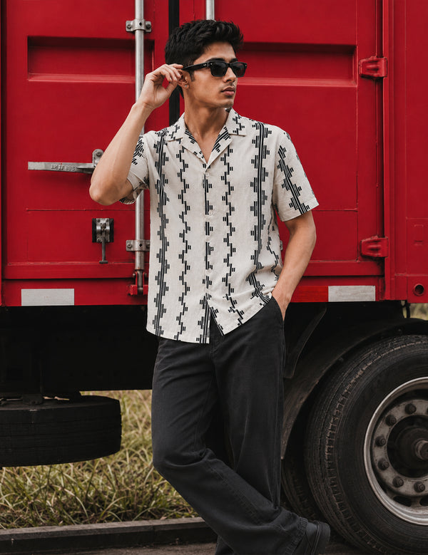 Force Men Printed Casual White Shirt