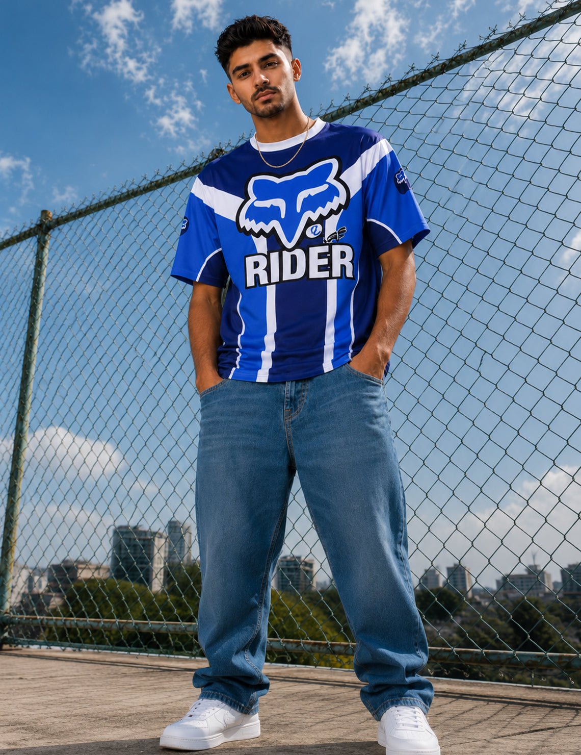Force Printed Men Round Neck Blue T-Shirt