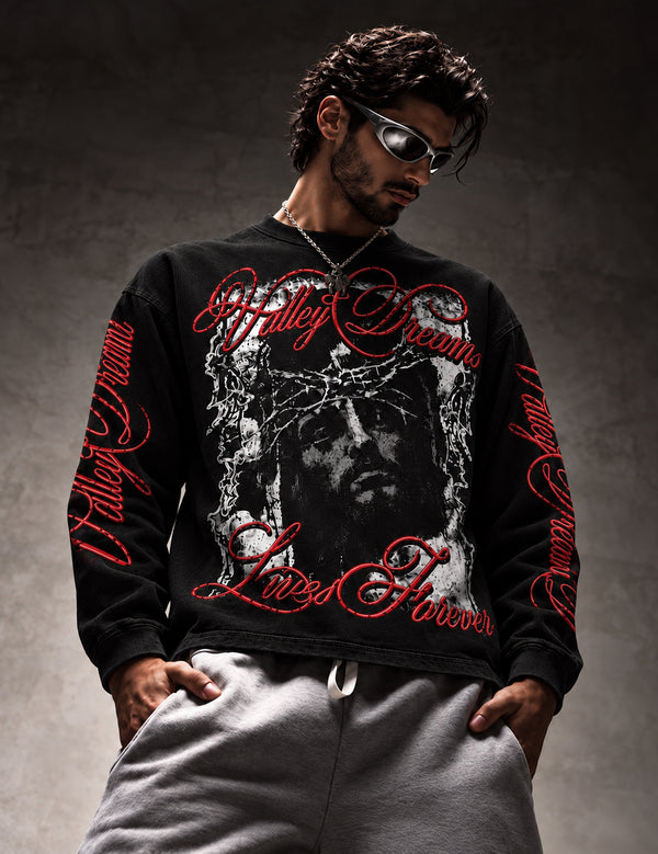Vally Dreams – Black Graphic Full-Sleeve T-Shirt