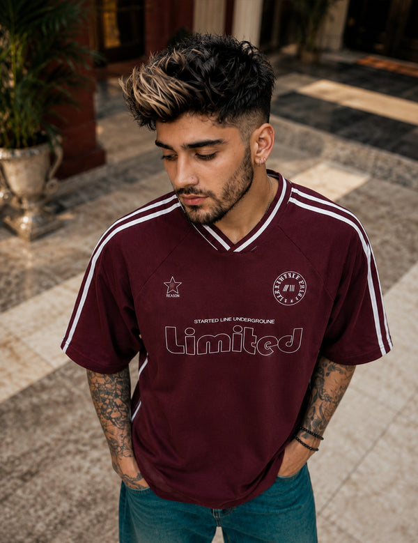Force Printed Men V Neck Maroon T-Shirt
