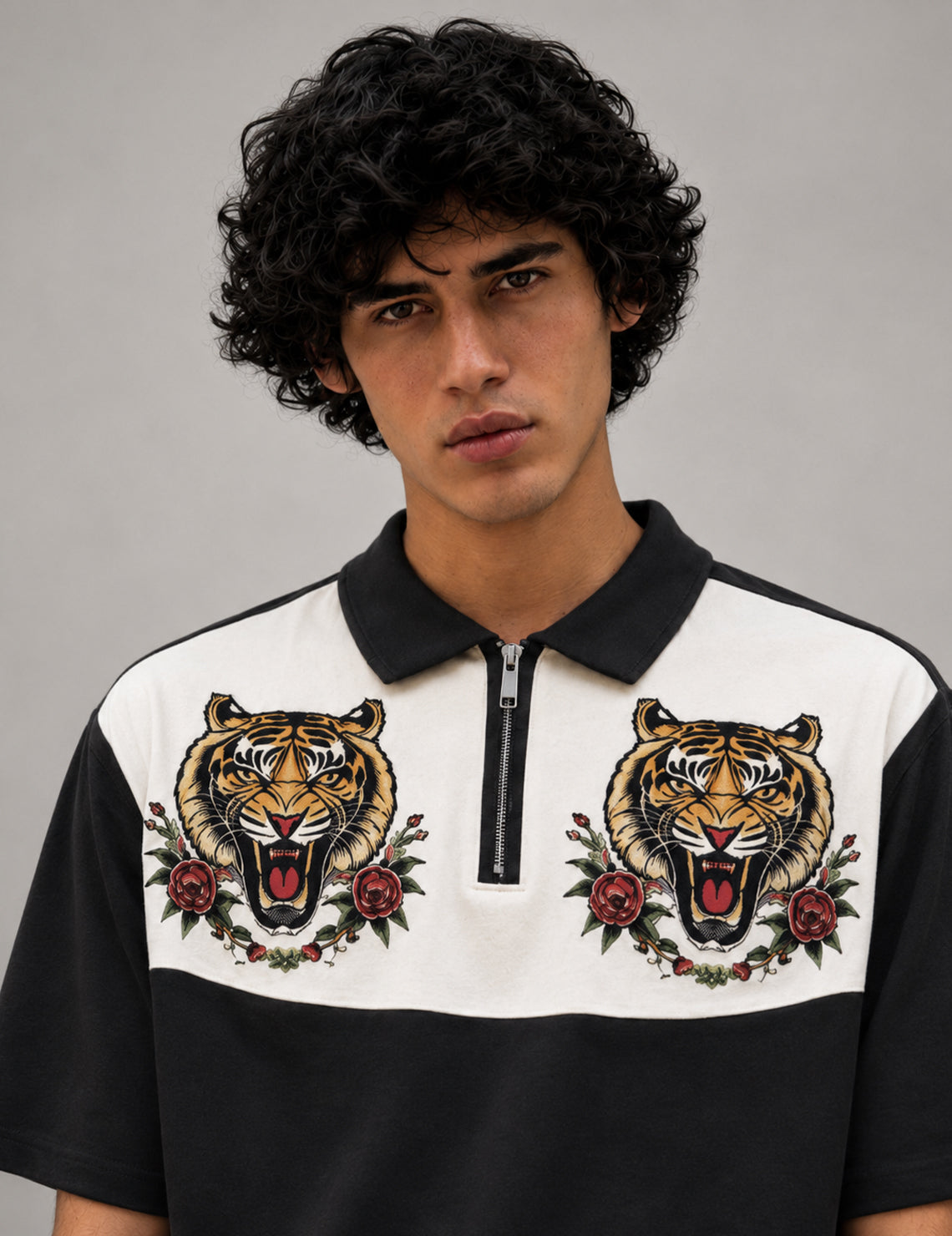 Force Printed Men Zip Neck Multicolor T-Shirt