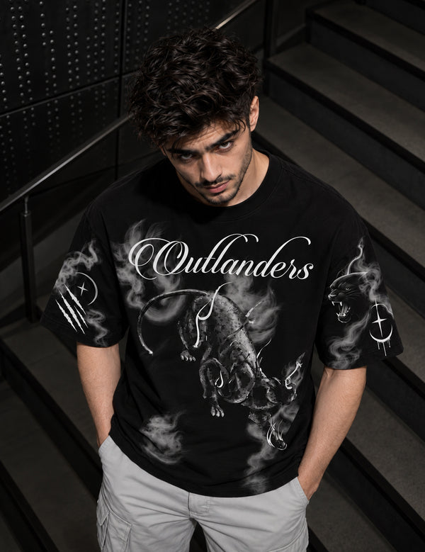 Phantom Prowl – Black Panther Graphic Half-Sleeve T-Shirt