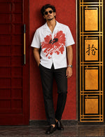 Force Mens Floral Print White Shirt