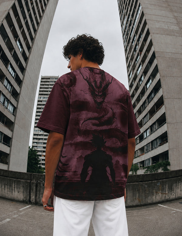 Force Graphic Print Men Round Neck wine T-Shirt