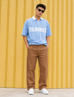 Force Printed Men Polo Neck Light Blue T-Shirt