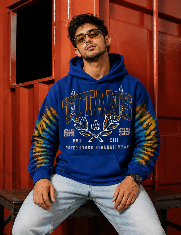 Force Printed Men Blue Hooded Sweatshirt