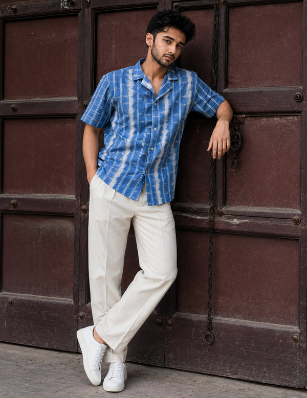 Force Men Printed Casual Light Blue Shirt