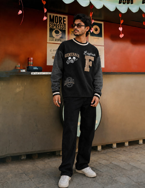 Force Printed Men Black Sweatshirt