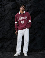 Force Printed Men Zip Neck Maroon T-Shirt