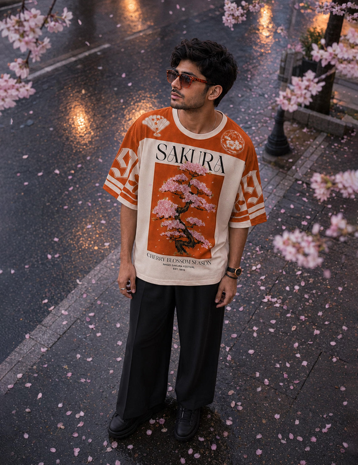 Force Printed Men Round Neck Orange T-Shirt