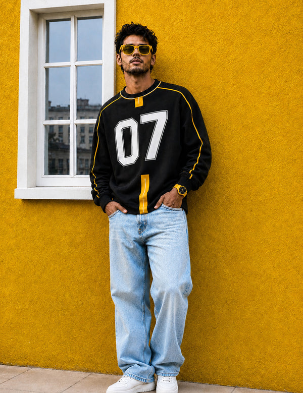 Force Printed Men Black Sweatshirt