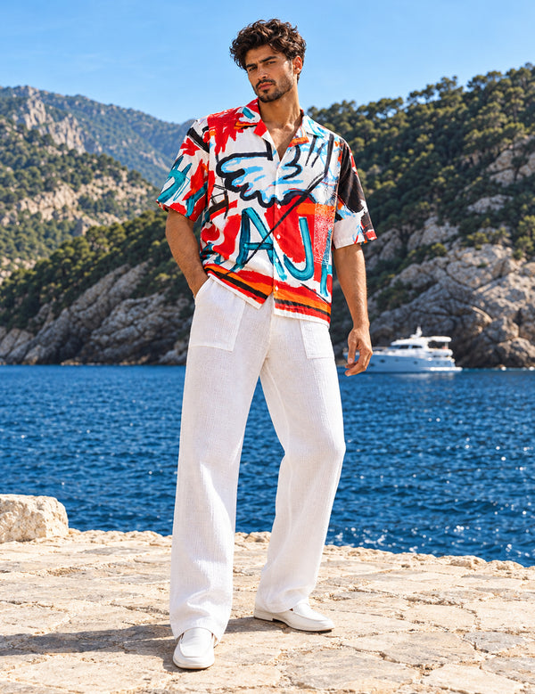 Force Mens Abstract Print White Shirt