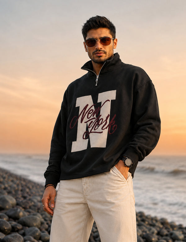 Force Printed Men Black Sweatshirt
