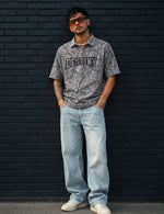 Force Printed Men Zip Neck Grey T-Shirt