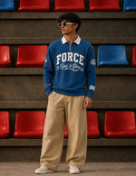 Force Printed Men Zip Neck LightBlue T-Shirt