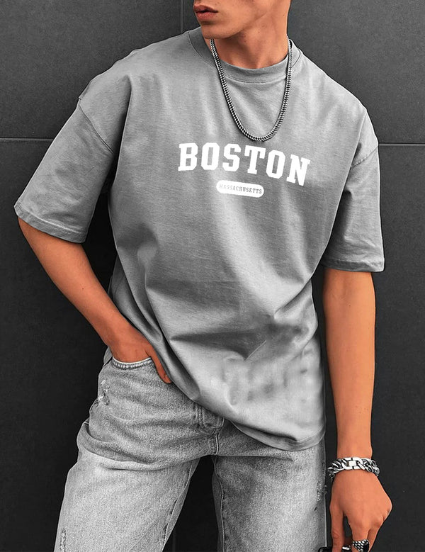 Force Printed Men Round Neck Grey T-Shirt