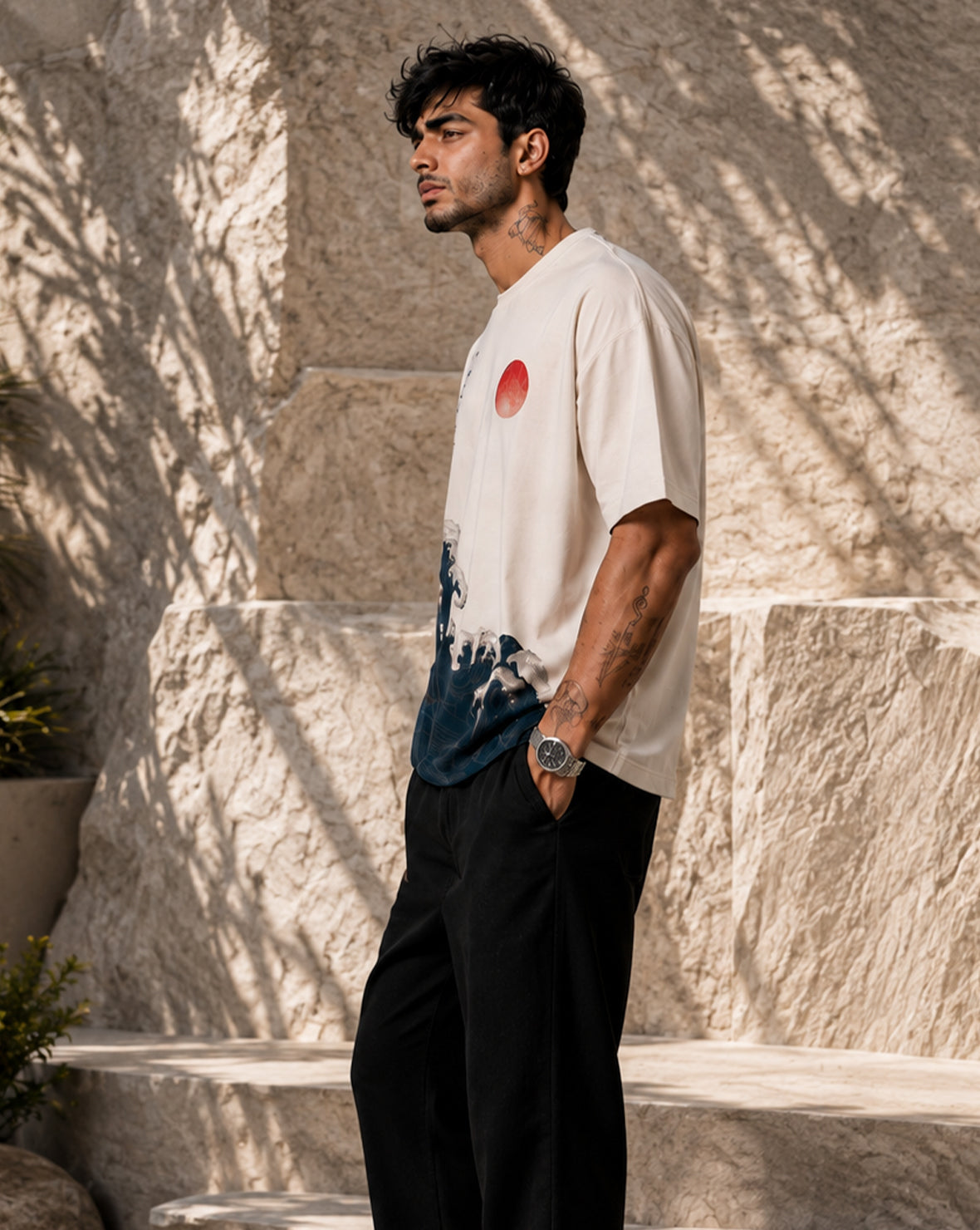 Force Printed Men Round Neck White T-Shirt